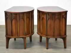 Kent Coffey 1960s Kent Coffey Perspecta Walnut Rosewood Demilune Nightstands or End Tables - 4003353