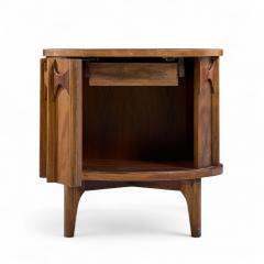Kent Coffey Kent Coffey Perspecta Mid Century Round Walnut and Rosewood Nightstands Pair - 4384851