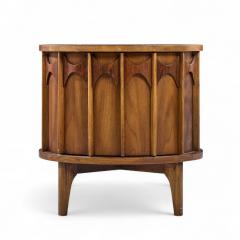 Kent Coffey Kent Coffey Perspecta Mid Century Round Walnut and Rosewood Nightstands Pair - 4384853