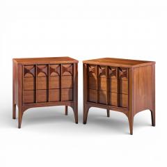 Kent Coffey Kent Coffey Perspecta Mid Century Walnut and Rosewood 3 Drawer Nightstand Pair - 4473739