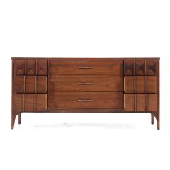 Kent Coffey Kent Coffey Perspecta Mid Century Walnut and Rosewood 9 Drawer Lowboy Dresser - 3981943