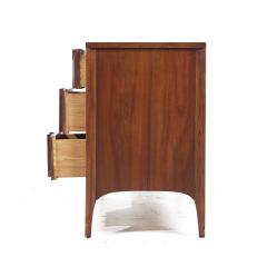 Kent Coffey Kent Coffey Perspecta Mid Century Walnut and Rosewood 9 Drawer Lowboy Dresser - 3981948