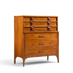 Kent Coffey Kent Coffey Perspecta Mid Century Walnut and Rosewood Highboy Dresser - 4701010