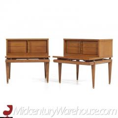 Kent Coffey Kent Coffey Sequence Mid Century Walnut and Brass Nightstands Pair - 3462978