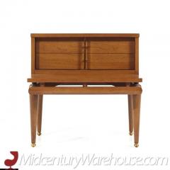 Kent Coffey Kent Coffey Sequence Mid Century Walnut and Brass Nightstands Pair - 3462991