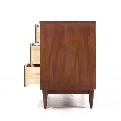 Kent Coffey Kent Coffey Tableau Mid Century Walnut and Brass 9 Drawer Lowboy Dresser - 3935467