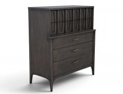 Kent Coffey Mid Century Modern Tall Chest Cabinet in Smoked Graphite Finish by Kent Coffey - 4792172