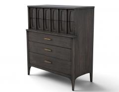 Kent Coffey Mid Century Modern Tall Chest Cabinet in Smoked Graphite Finish by Kent Coffey - 4792177
