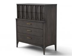 Kent Coffey Mid Century Modern Tall Chest Cabinet in Smoked Graphite Finish by Kent Coffey - 4792261
