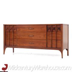 Kent Coffey Perspecta Mid Century Walnut and Rosewood 9 Drawer Lowboy Dresser - 3688136