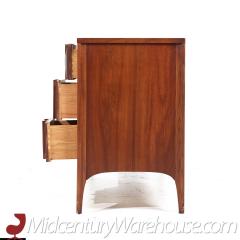 Kent Coffey Perspecta Mid Century Walnut and Rosewood 9 Drawer Lowboy Dresser - 3688138