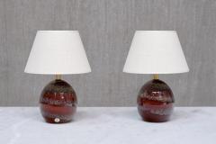 Kent Eriksson Pair of Kent Eriksson Glazed Ceramic Oval Table Lamps Designhuset Sweden 1970s - 4469004