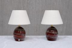 Kent Eriksson Pair of Kent Eriksson Glazed Ceramic Oval Table Lamps Designhuset Sweden 1970s - 4469011
