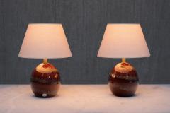 Kent Eriksson Pair of Kent Eriksson Glazed Ceramic Oval Table Lamps Designhuset Sweden 1970s - 4469015