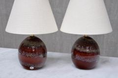 Kent Eriksson Pair of Kent Eriksson Glazed Ceramic Oval Table Lamps Designhuset Sweden 1970s - 4469016