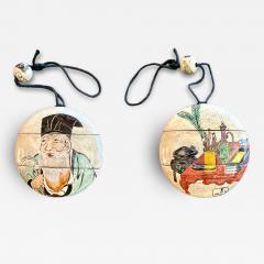 Kenzan Ogata Rare Japanese Ceramic Glazed Inro with Ojime Ogata Kenzan Edo Period - 4402511