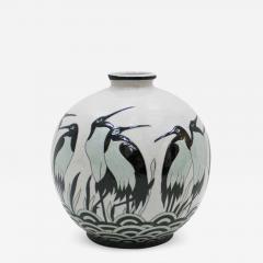 Keralouve Ovoid Shape Porcelain Belgian Signed Vase In Art Deco Style - 929073