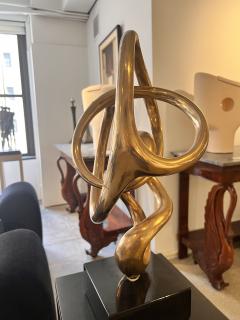 Kieff Antonio Grediaga Bronze sculpture of a twirling abstract form set on a black base - 3174813