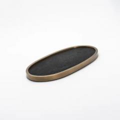 Kifu Augousti Oval Tray in Black Shagreen with Bronze Patina Brass by Kifu Paris - 3845363
