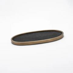 Kifu Augousti Oval Tray in Black Shagreen with Bronze Patina Brass by Kifu Paris - 3845364