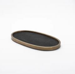 Kifu Augousti Oval Tray in Black Shagreen with Bronze Patina Brass by Kifu Paris - 3845366