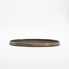 Kifu Augousti Oval Tray in Black Shagreen with Bronze Patina Brass by Kifu Paris - 3845367