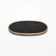 Kifu Augousti Oval Tray in Black Shagreen with Bronze Patina Brass by Kifu Paris - 3845376