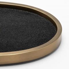 Kifu Augousti Oval Tray in Black Shagreen with Bronze Patina Brass by Kifu Paris - 3845377