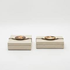 Kifu Augousti Set of 2 Boxes in Oak with Semi Precious Stone and Brass by Kifu Paris - 3844489