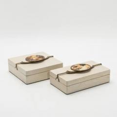 Kifu Augousti Set of 2 Boxes in Oak with Semi Precious Stone and Brass by Kifu Paris - 3844491