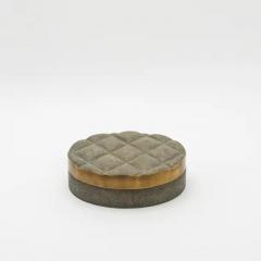 Kifu Augousti Set of 2 Quilted Boxes in Grey Shagreen with Bronze Patina Brass by Kifu Paris - 3844552