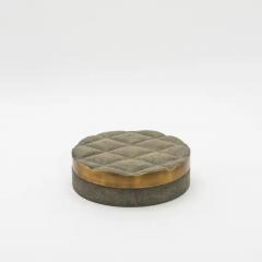 Kifu Augousti Set of 2 Quilted Boxes in Grey Shagreen with Bronze Patina Brass by Kifu Paris - 3844555