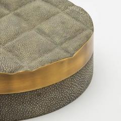 Kifu Augousti Set of 2 Quilted Boxes in Grey Shagreen with Bronze Patina Brass by Kifu Paris - 3844560