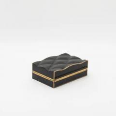 Kifu Augousti Set of 3 Quilted Boxes in Black Oak with Bronze Patina Brass by Kifu Paris - 3844483