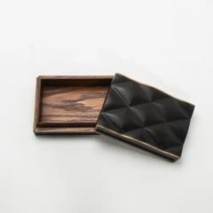 Kifu Augousti Set of 3 Quilted Boxes in Black Oak with Bronze Patina Brass by Kifu Paris - 3844494