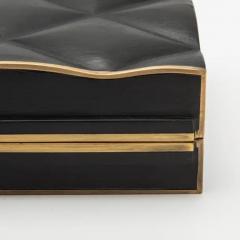 Kifu Augousti Set of 3 Quilted Boxes in Black Oak with Bronze Patina Brass by Kifu Paris - 3844496