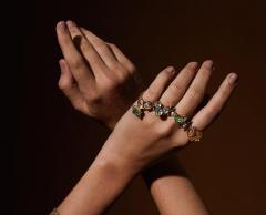 Kika Alvarenga Blue and Green Tourmaline Yellow Gold Flor Stacking Rings Kika Alvarenga 2024 - 4711234