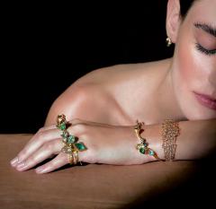 Kika Alvarenga Blue and Green Tourmaline Yellow Gold Flor Stacking Rings Kika Alvarenga 2024 - 4711238