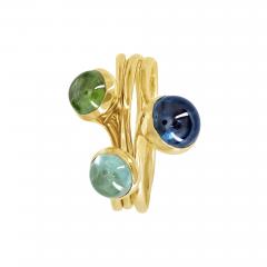 Kika Alvarenga Blue and Green Tourmaline Yellow Gold Flor Stacking Rings Kika Alvarenga 2024 - 4714286