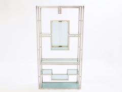 Kim Moltzer Pair of Kim Moltzer brushed steel brass green lucite shelving units 1970s - 2937011