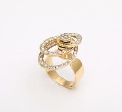Kinetic Diamond 14 k Gold Spinner Ring - 3583636