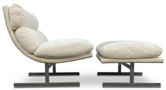 Kipp Stewart Kipp Stewart Directional Original Leather Stainless Steel Lounge Chair Ottoman - 2757018