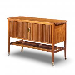 Kipp Stewart Kipp Stewart for Drexel Declaration Mid Century Walnut Tambour Door Bar Cart - 4597487