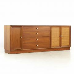 Kipp Stewart Kipp Stewart for Drexel Mid Century Walnut and Cane Front Buffet and Hutch - 3689809