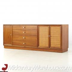 Kipp Stewart Kipp Stewart for Drexel Mid Century Walnut and Cane Front Buffet and Hutch - 3689813