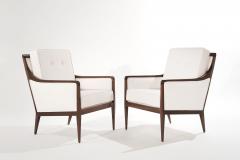 Kipp Stewart for Directional Exposed Walnut Frame Lounge Chairs C 1950s - 3356094