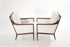 Kipp Stewart for Directional Exposed Walnut Frame Lounge Chairs C 1950s - 3356095