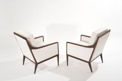 Kipp Stewart for Directional Exposed Walnut Frame Lounge Chairs C 1950s - 3356097