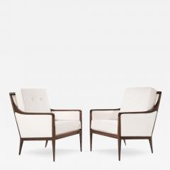 Kipp Stewart for Directional Exposed Walnut Frame Lounge Chairs C 1950s - 3360572