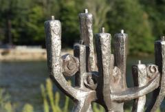Klara Sever Klara Sever for Austin Productions Gunmetal Plaster on Black Base Menorah - 4309066